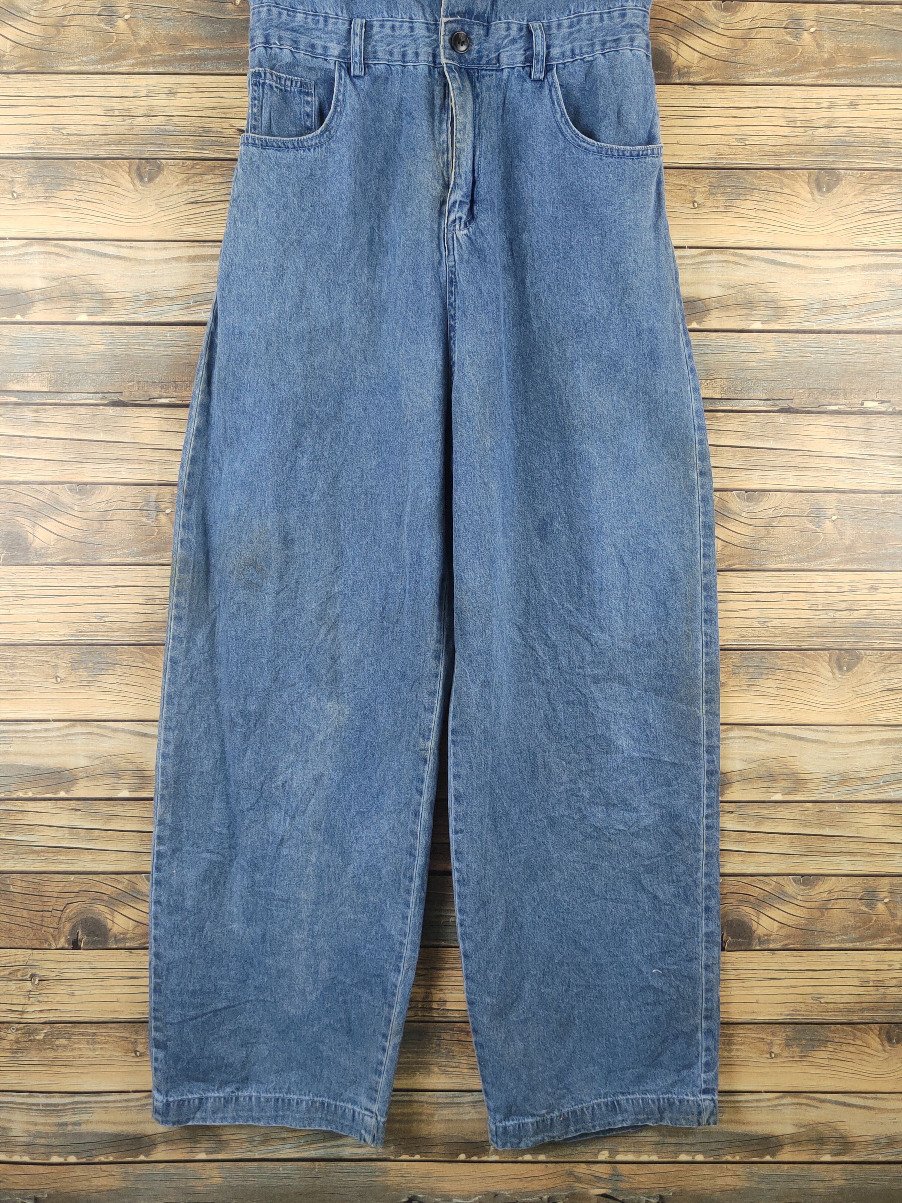 Vintage L.H Studio Blue Denim Short Sleeve Coveralls Size 29" - 9 Thumbnail