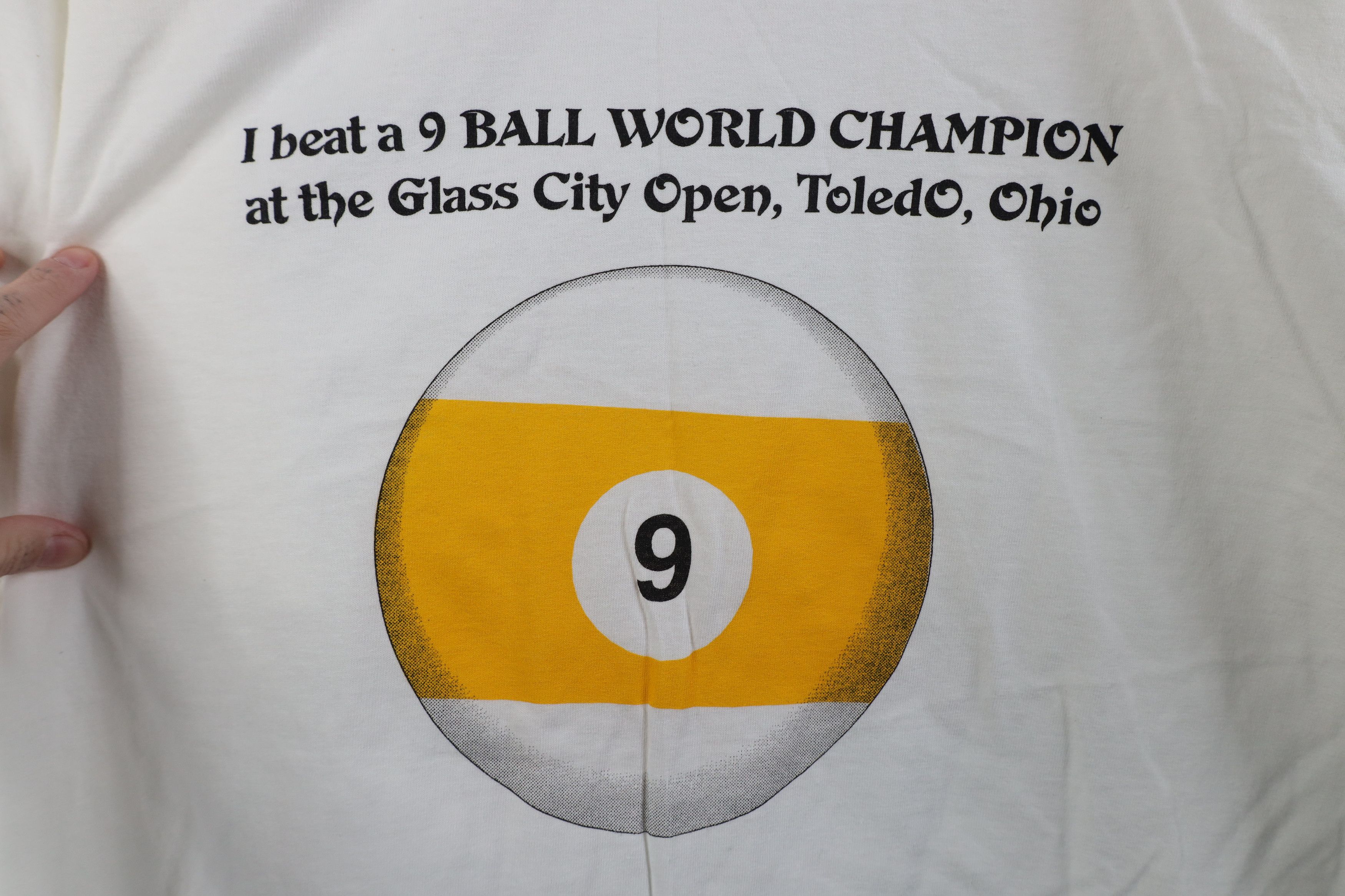Vintage Vintage 90s 9 Ball World Champion City Open Pool T-Shirt Size US XL / EU 56 / 4 - 4 Thumbnail