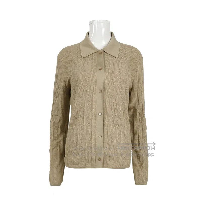 Hermes Hermes Cashmere blend solid color turn-down collar knitwea Size S / US 4 / IT 40 - 1 Thumbnail