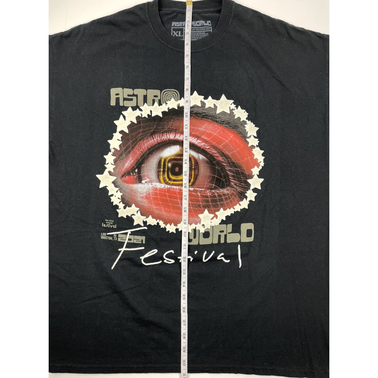 Travis Scott ASTROWORLD T-Shirt XL Festival Crew Neck Short Sleeve Black Cotton Logo Tee Men 2021 Concert Merch Size US XL / EU 56 / 4 - 7 Thumbnail