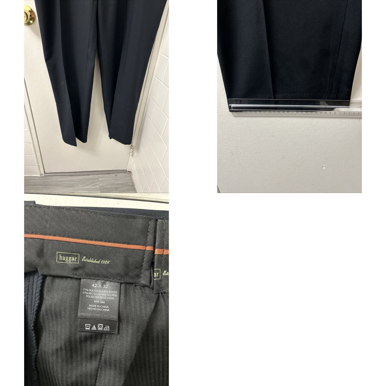 Haggar Dress Pants Mens 42x32 Navy Comfort Waistband Trousers NWT MSRP 70  5-Pocket Design Straight