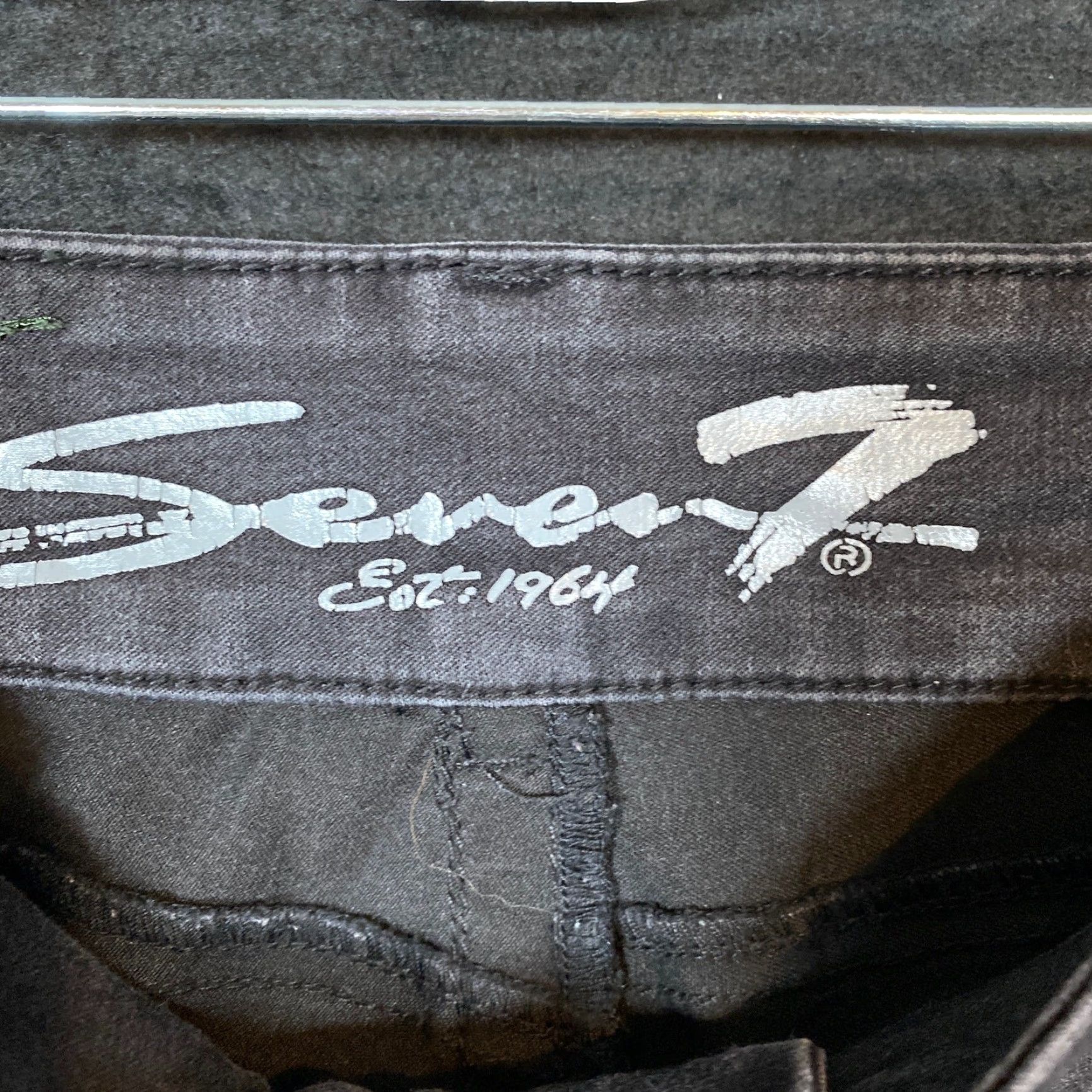 Vintage VINTAGE Seven 7 Womens Jeans Black Mid Rise Skinny Leg Stretch 6 Size 29" - 5 Thumbnail