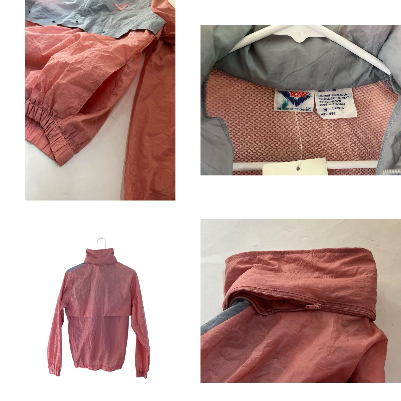PONY VINTAGE PONY Windbreaker Jacket Womens M Pink 80s 90s 1/4 Zip NWT Deadstock Size M / US 6-8 / IT 42-44 - 8 Thumbnail