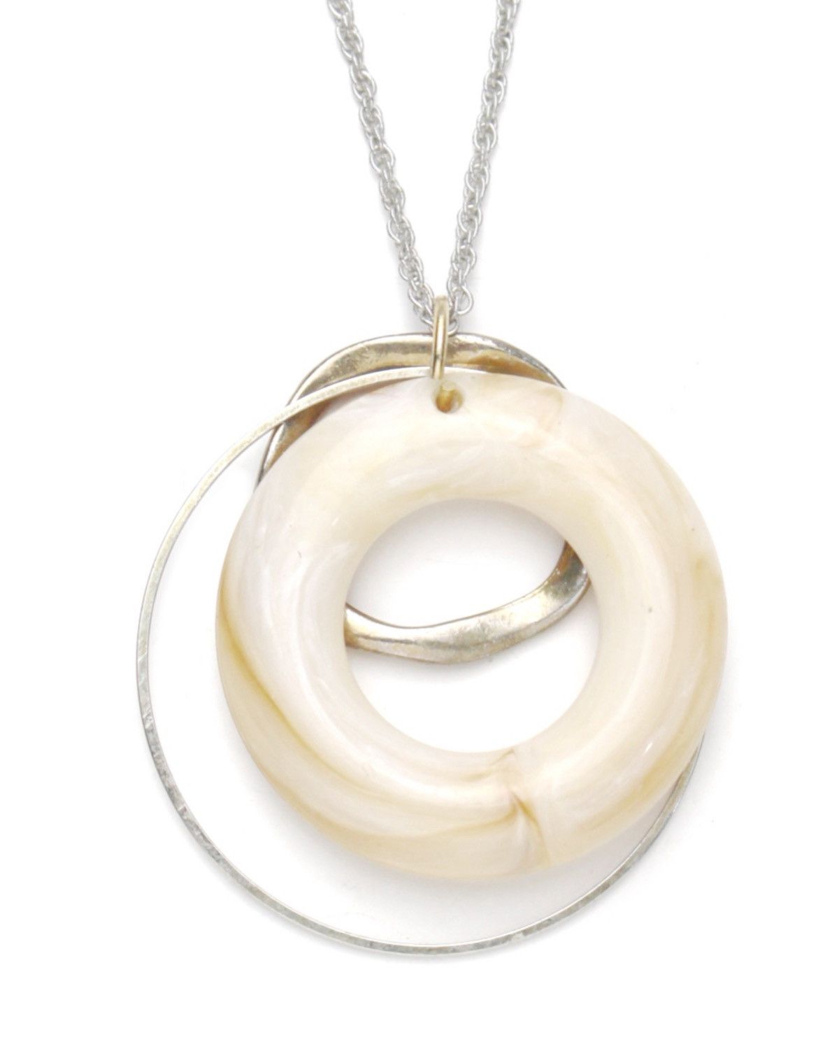 Vintage 2000S JAPANESE CIRCULAR RESIN & SILVER-TONE NECKLACE Size ONE SIZE - 4 Thumbnail