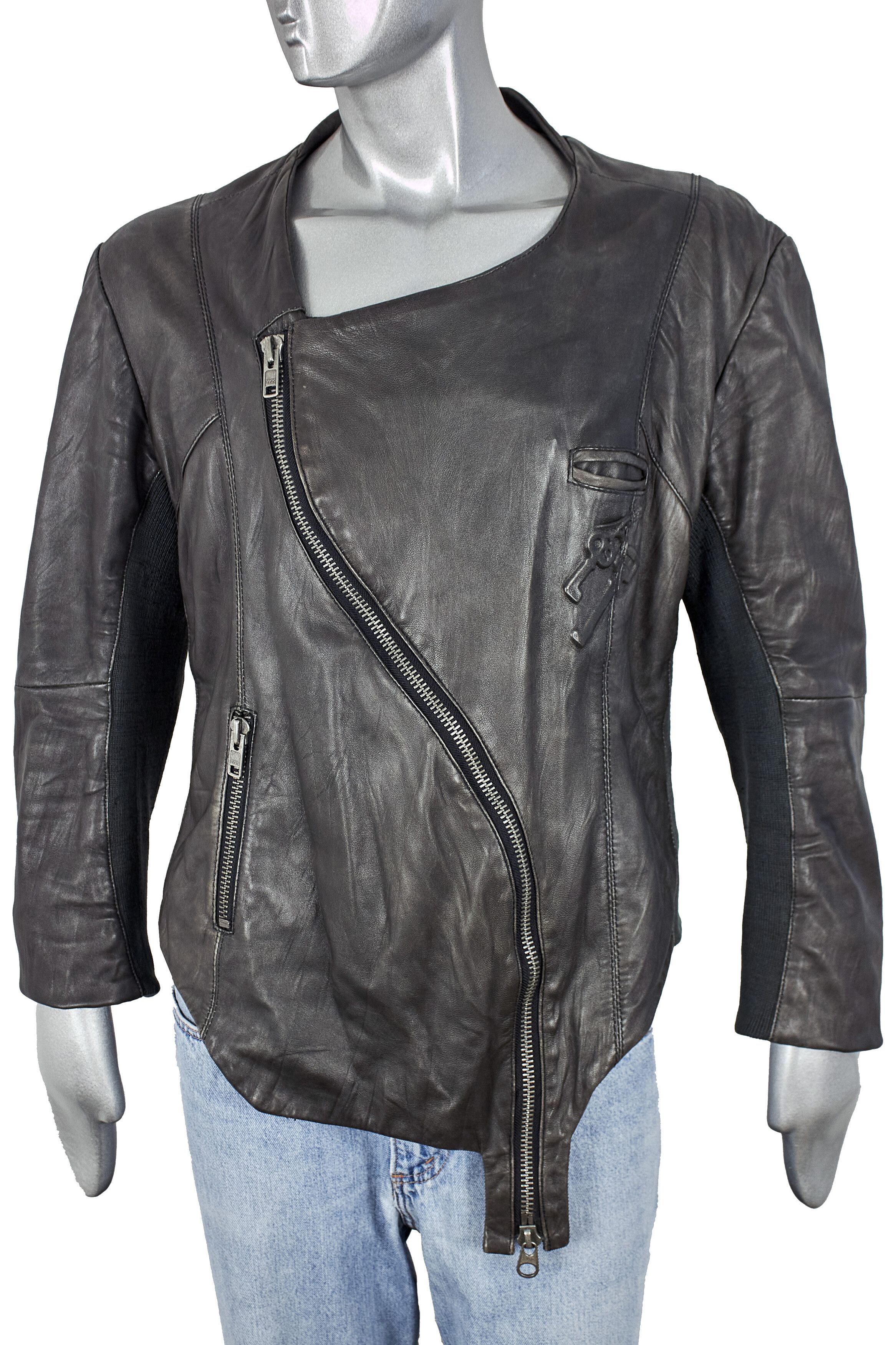 Delusion Delusion futuristic designer men's leather biker jacket Size US XL / EU 56 / 4 - 4 Thumbnail