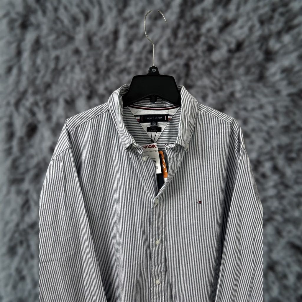 Tommy Hilfiger Tommy Hilfiger Oxford Shirt Mens XL Blue White Stripe THFlex Regular L/S NWT Button-Down Collar Embroidered Flag Chest Casual Business Size US XL / EU 56 / 4 - 1 Thumbnail