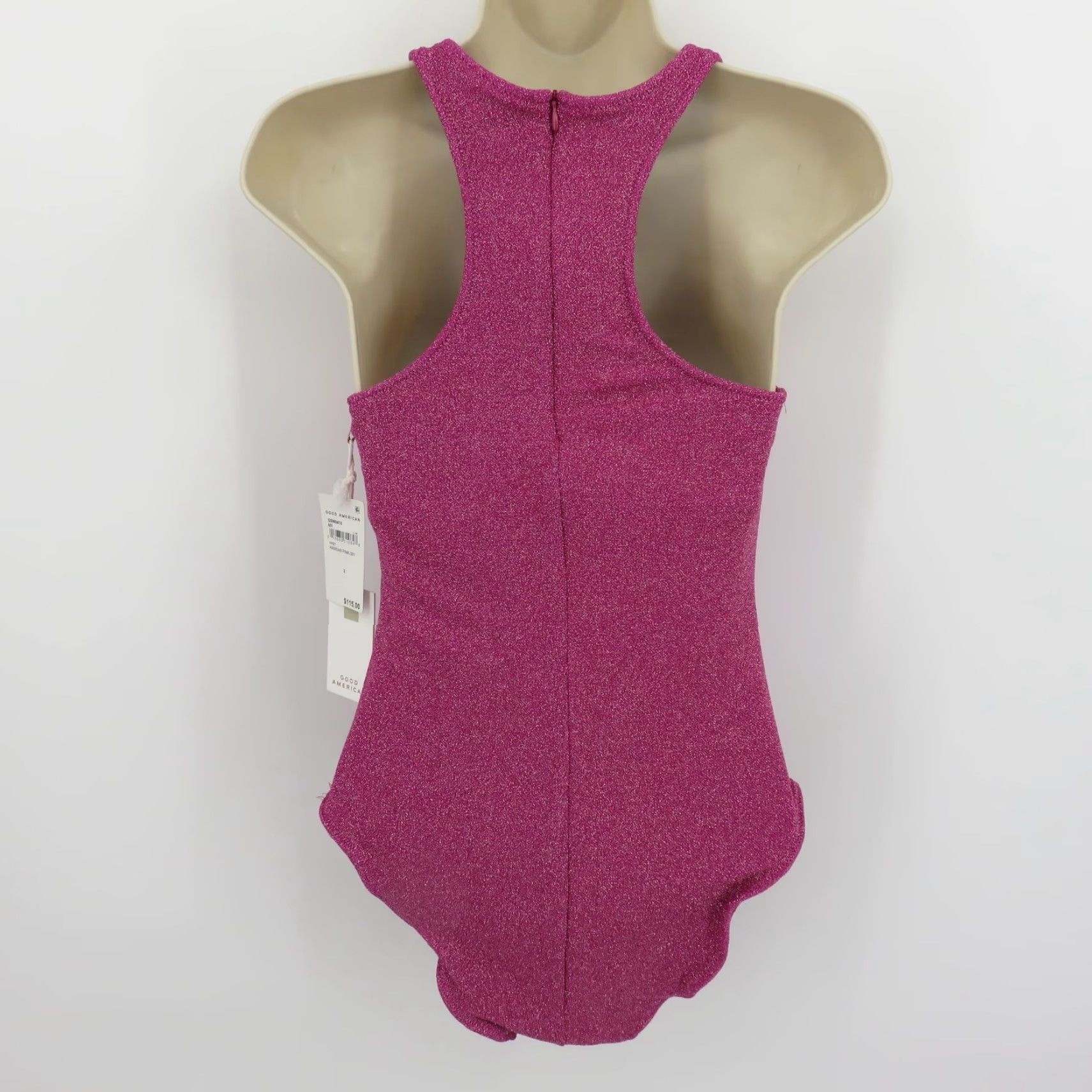 Good American Good American One Piece Swimwear Womens 2 Pink Hawiian Sparkle High Neck New Size ONE SIZE - 4 Thumbnail