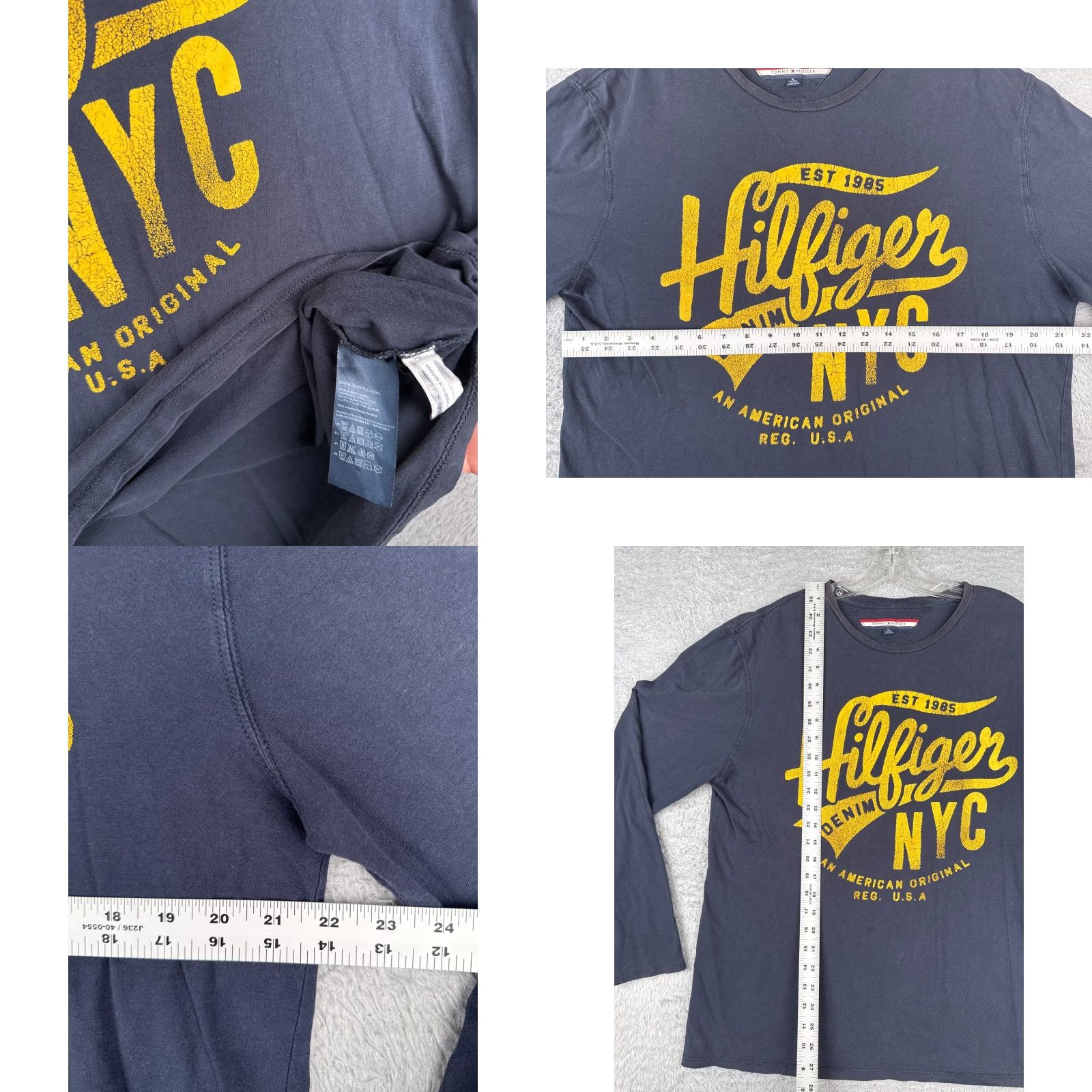 Tommy Hilfiger Tommy Hilfiger Shirt Adult XL Blue Long Sleeve Crew Neck Cotton Jersey Logo - Men’s T-Shirt, Regular Fit, Solid, All Seasons Size US XL / EU 56 / 4 - 8 Thumbnail