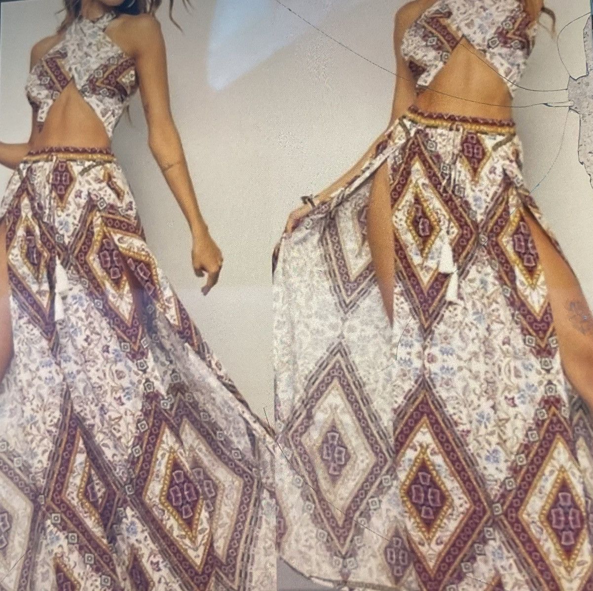 Shein Bohemian Two - Piece Halter Top and Skirt Set Size L / US 10 / IT 46 - 9 Thumbnail