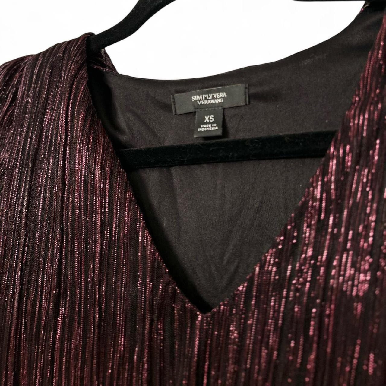 Vera Wang Vera Wang XS Burgundy sparkly pleated peplum long sleeves Size XS / US 0-2 / IT 36-38 - 2 Thumbnail