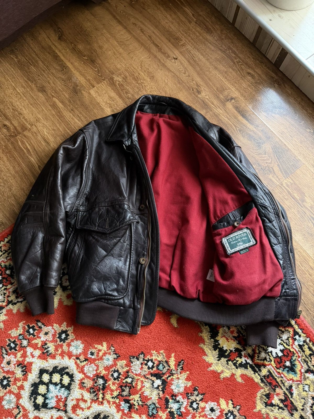 Other Vintage Y2K Black Bomber Leather Jacket Boxy Utility Size US L / EU 52-54 / 3 - 8 Thumbnail