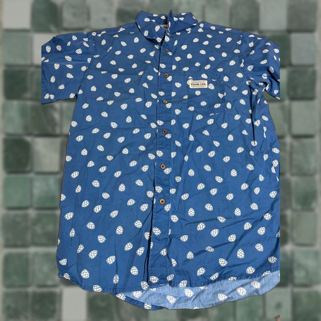 Alife Columbia Button-Up Shirt Mens Blue Short Sleeve Collared Button-Front Pocket Breathable Lightweight Regular Fit Size US M / EU 48-50 / 2 - 1 Preview