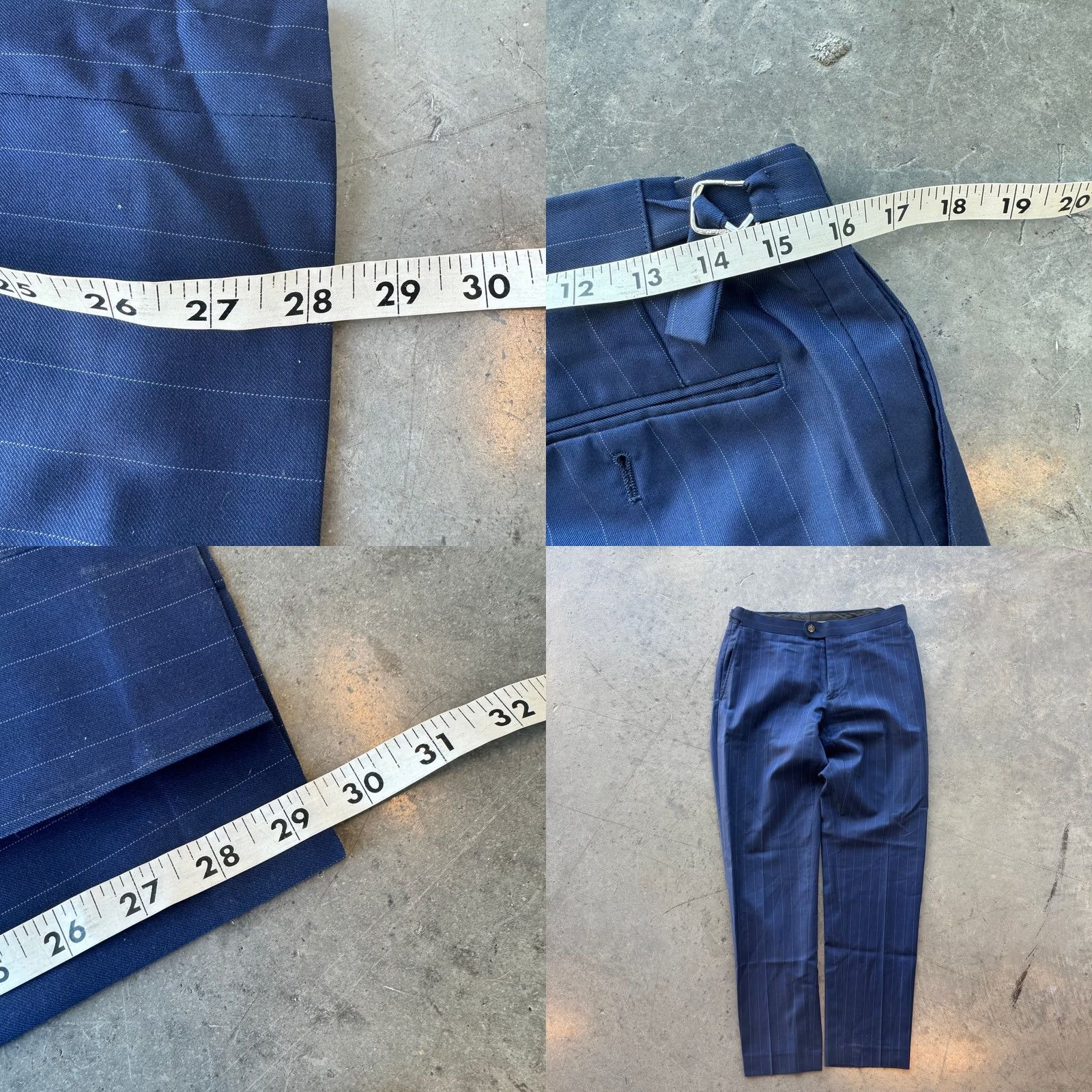 Vintage VINTAGE Indochino Suit Mens S Blue Y2K Wool Pinstriped Blazer Pant Set Petite Size 36R - 8 Thumbnail