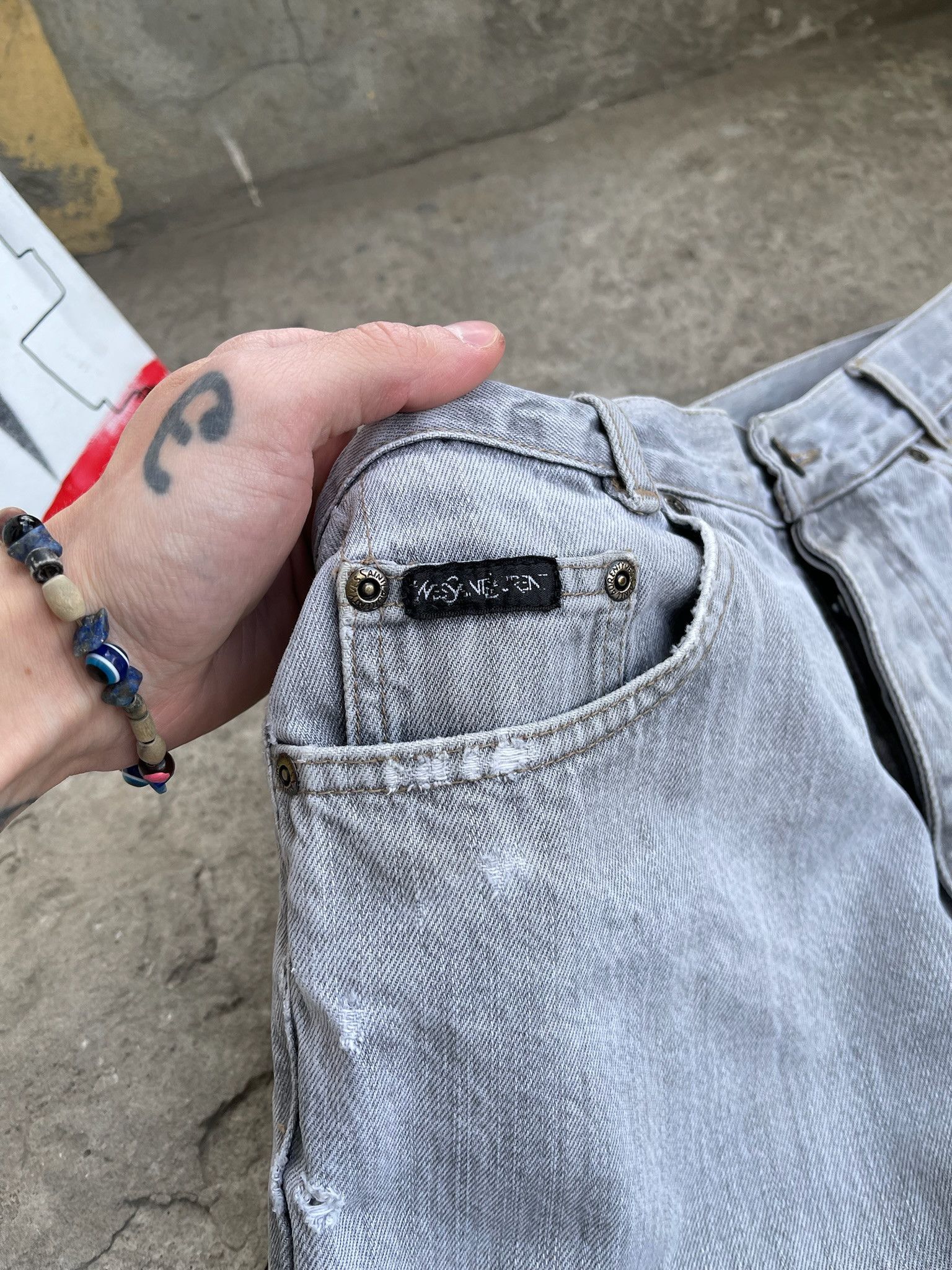 Vintage YSL Jeans Black logo Denim Pants Size US 30 / EU 46 - 7 Thumbnail