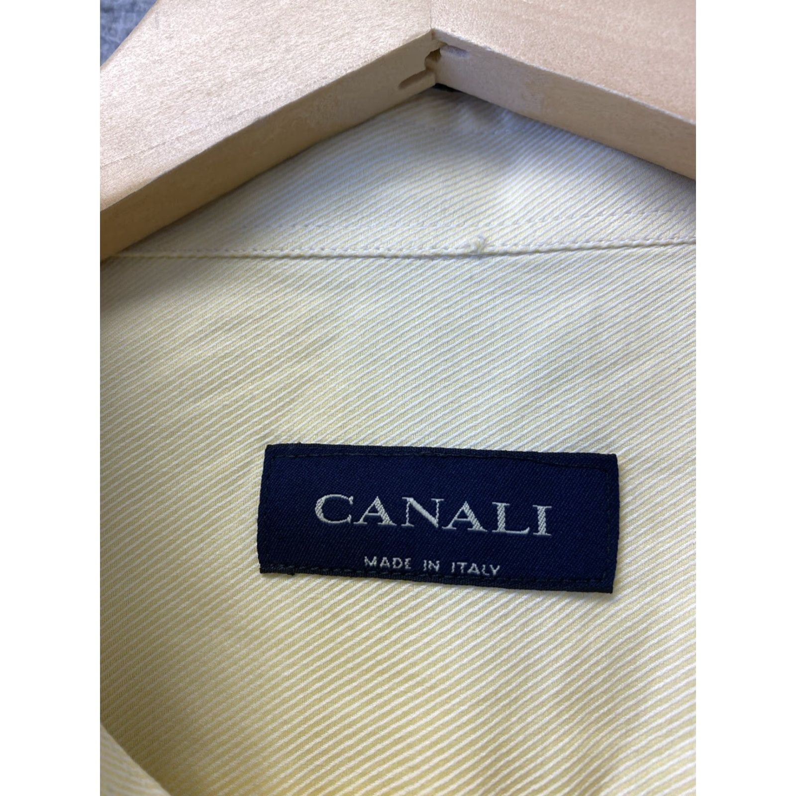 Canali CANALI Button-Up Shirt Men 42 Yellow 100% Cotton Long Sleeve Casual Modern Size US XL / EU 56 / 4 - 5 Thumbnail