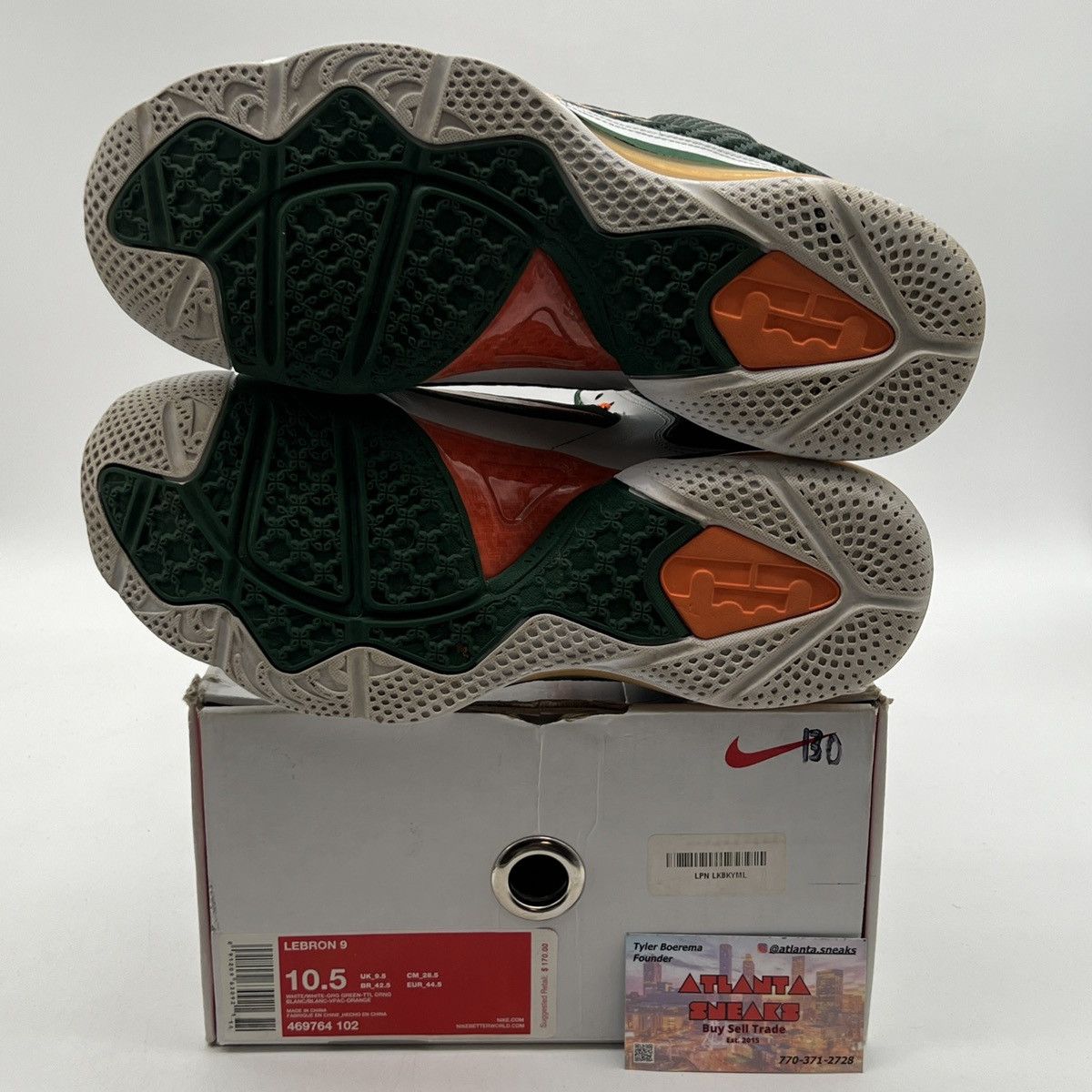 Nike Lebron 9 Miami Hurricanes Size US 10.5 / EU 43-44 - 8 Thumbnail