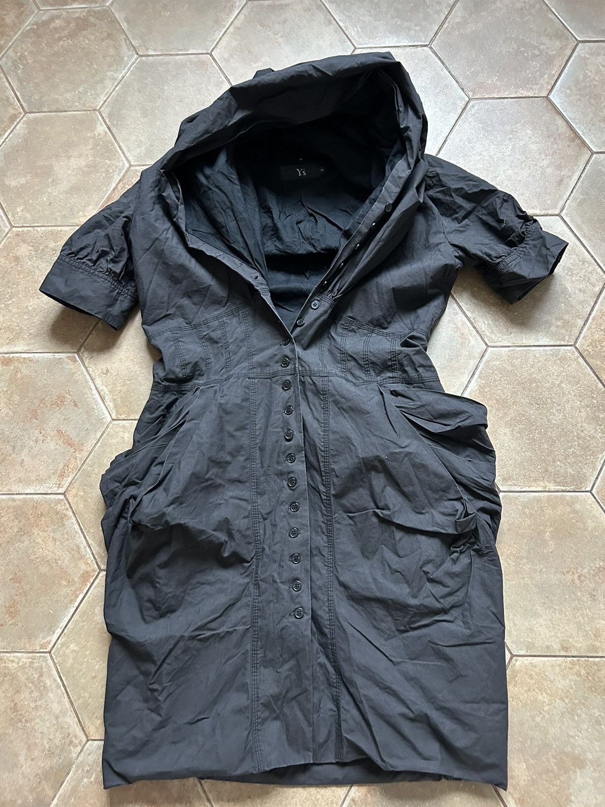 Vintage YOHJI YAMAMOTO Shirt Top Dress Button Long hood Size L / US 10 / IT 46 - 1 Thumbnail