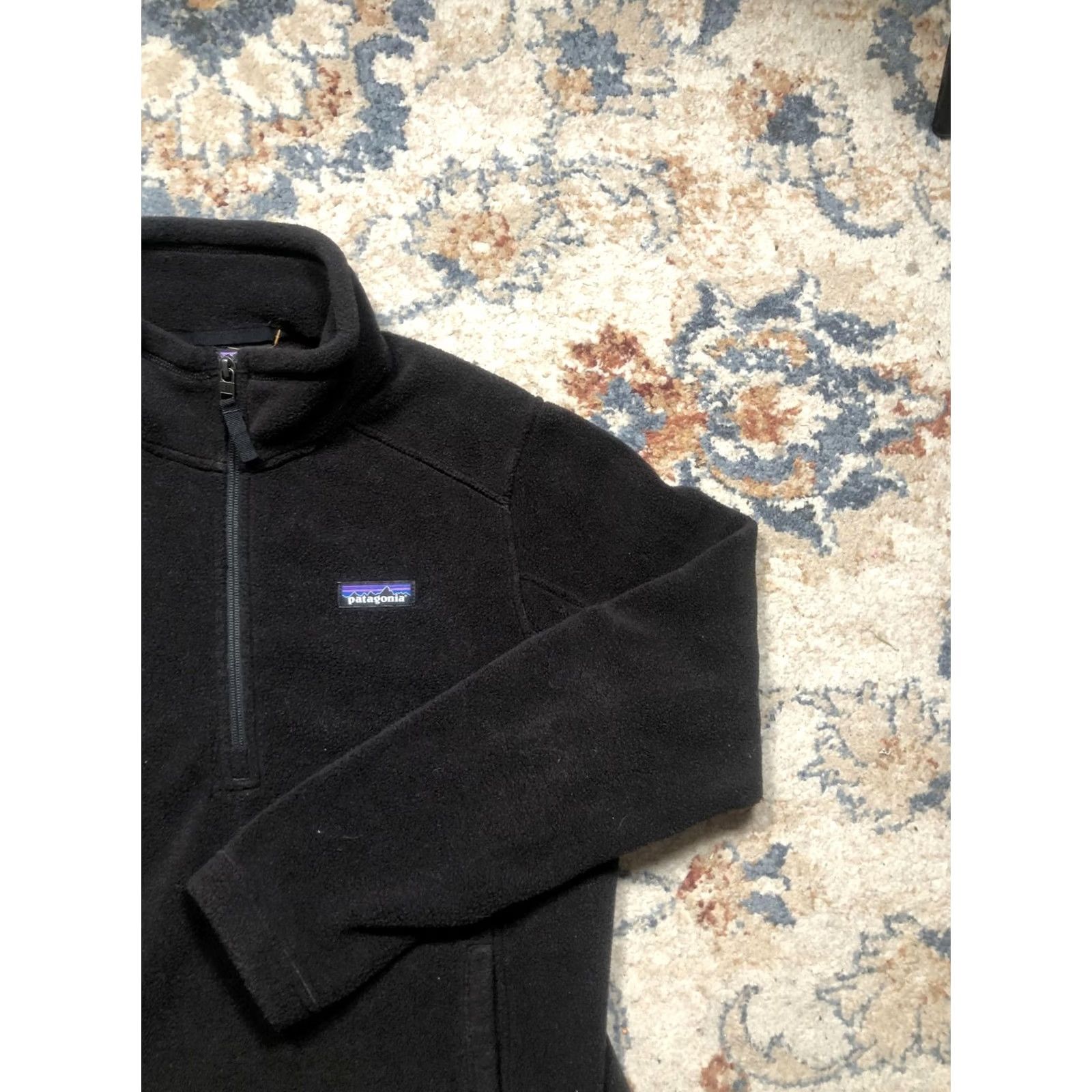 Patagonia Patagonia Synchilla Fleece Pullover Jacket Womens Medium Black 1/4 Zip Pockets Raglan Sleeves Front Logo Size M / US 6-8 / IT 42-44 - 4 Thumbnail