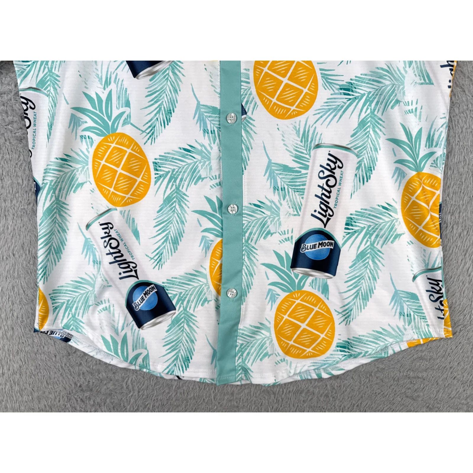 Vintage FPS Apparel Blue Moon LightSky Hawaiian AOP Floral Short Sleeve Button-Up Shirt Men L Blue Pineapple Summer Vacation Beach 40 in Chest Womens? Mens Size US L / EU 52-54 / 3 - 5 Thumbnail