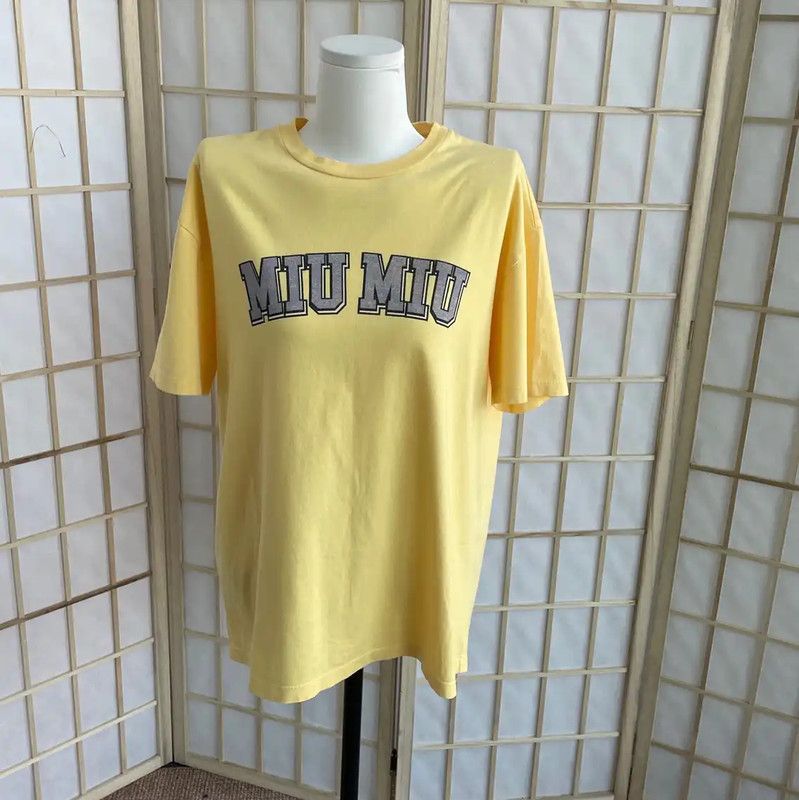 Miu Miu Miu Miu Yellow Cotton Women’s T-Shirt 0089 Size S / US 4 / IT 40 - 1 Thumbnail