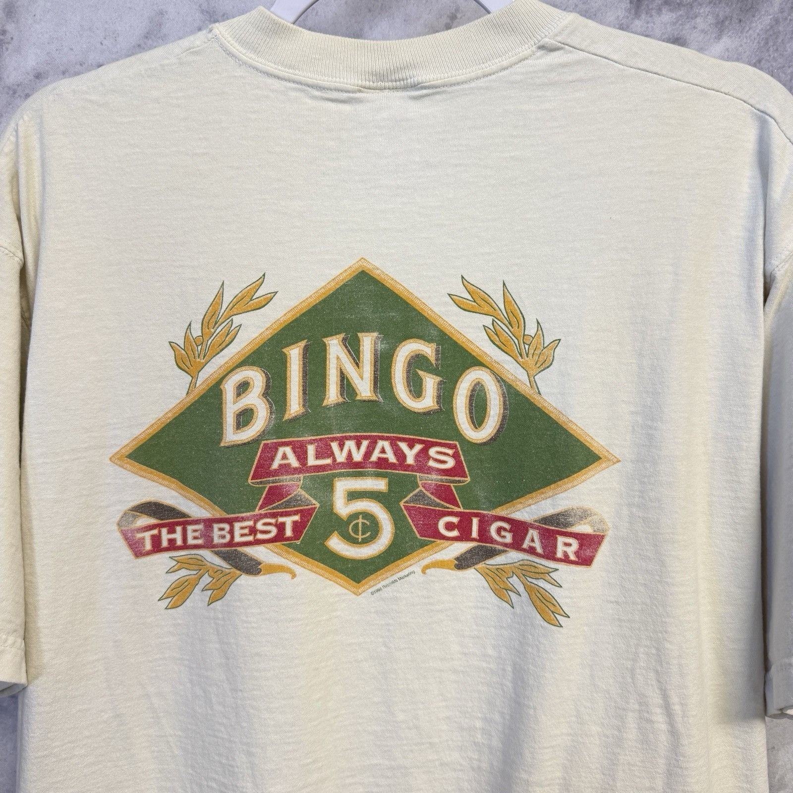 Vintage Vintage 90s Bingo Cigar T Shirt Mens Large White Single Stit Size US L / EU 52-54 / 3 - 1 Thumbnail