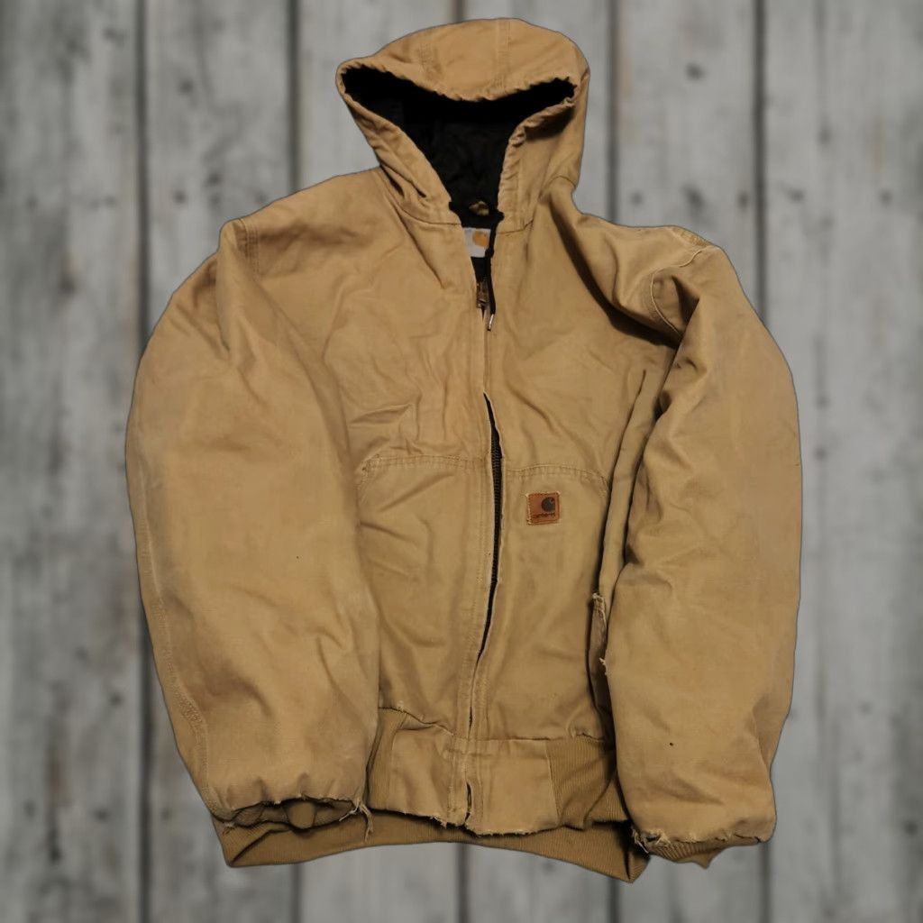 Carhartt Carhartt Jacket Men XL Full Zip Bomber Khaki Canvas Quilted Lining J130 Size US XL / EU 56 / 4 - 1 Thumbnail