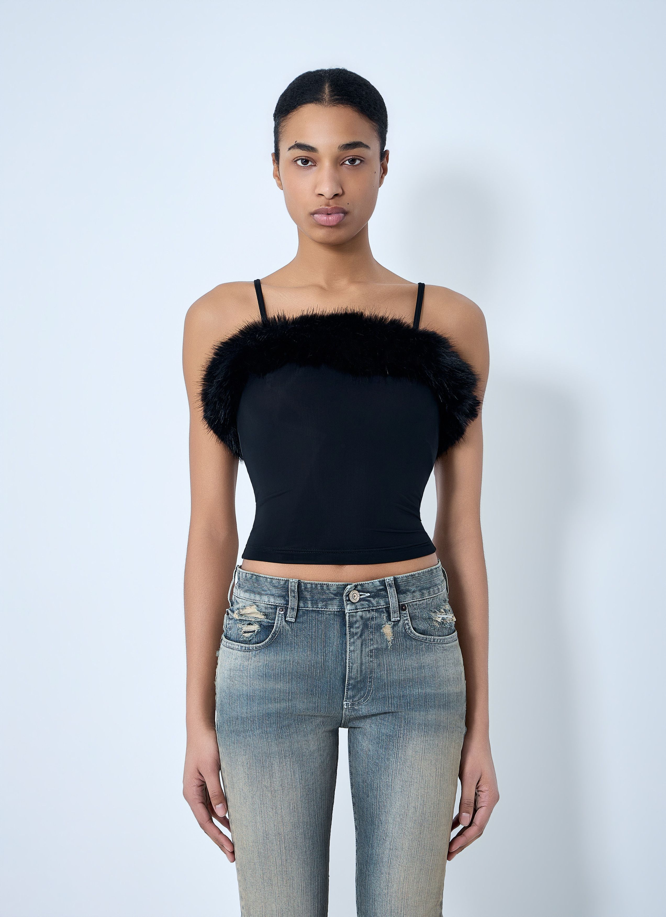 Balenciaga Faux Fur Strap Top Size S / US 4 / IT 40 - 1 Thumbnail