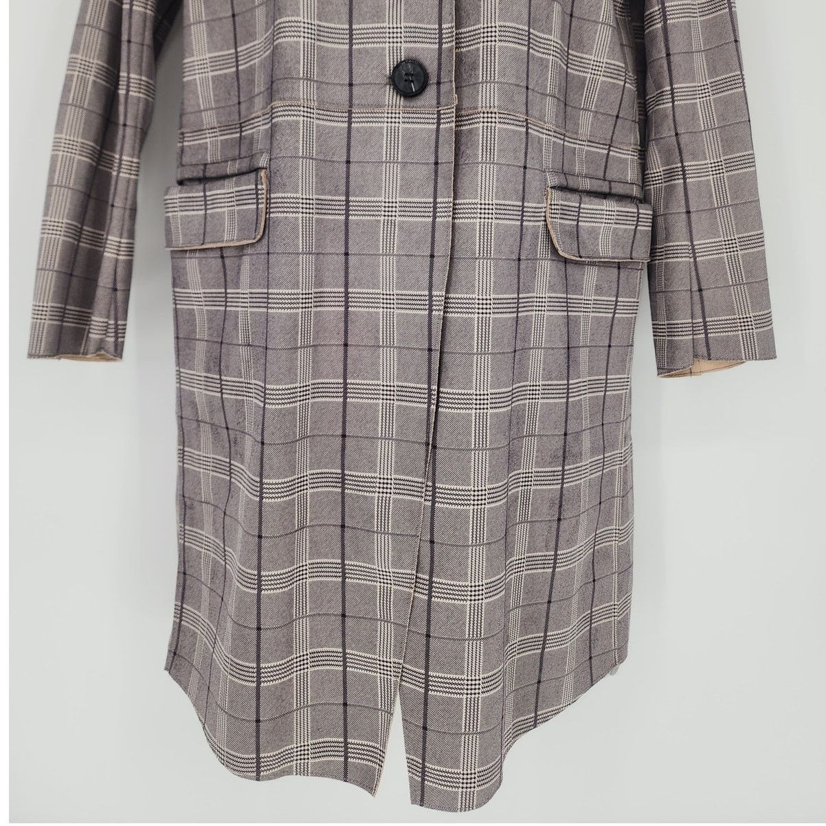 BLANKNYC BlankNYC Plaid Button Front Longline Coat Gray Check Size XS Size XS / US 0-2 / IT 36-38 - 6 Thumbnail