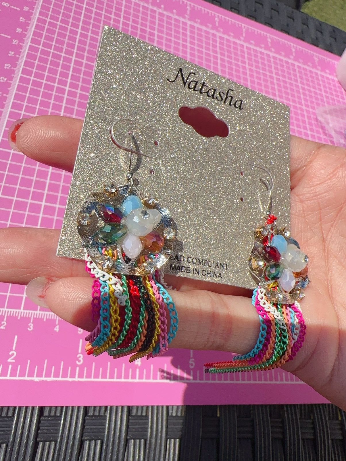 Designer Natasha silver tone circle beads flower colorful tassel Size ONE SIZE - 4 Thumbnail