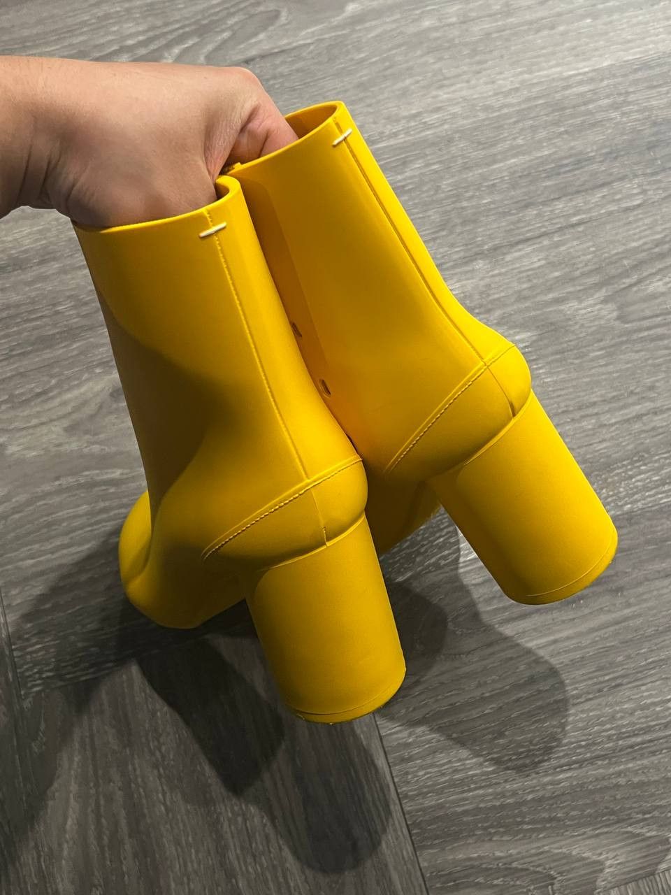 Maison Margiela SS22 Maison Margiela Yellow Recycled Rubber Tabi Boots Size US 6 / IT 36 - 3 Thumbnail