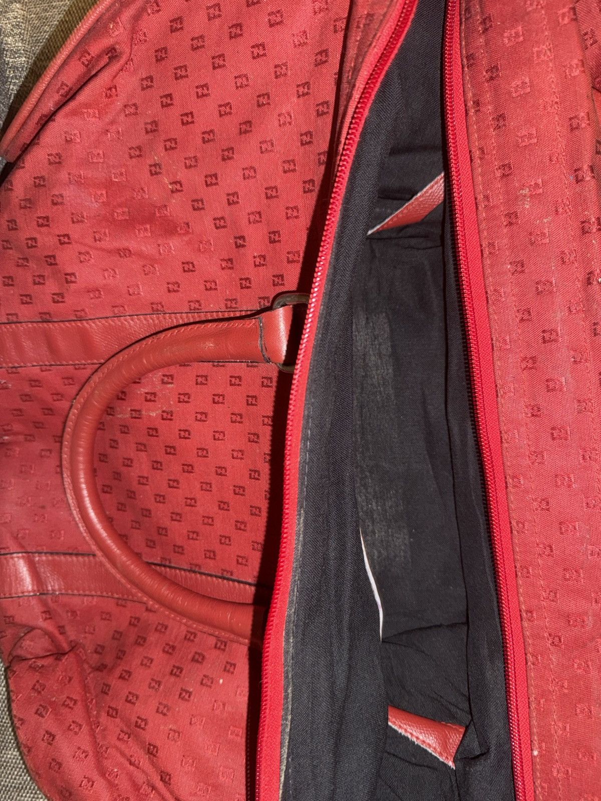 Fendi Fendi Vintage Red Monogram Canvas Duffle Travel Bag Handbag Size ONE SIZE - 12 Thumbnail