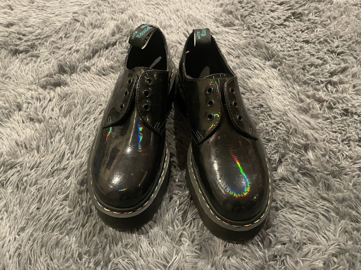image of Dr Martens Black/rainbow Holographic Dr. Martens Platform Creepers Shoes, Women's (Size 12)