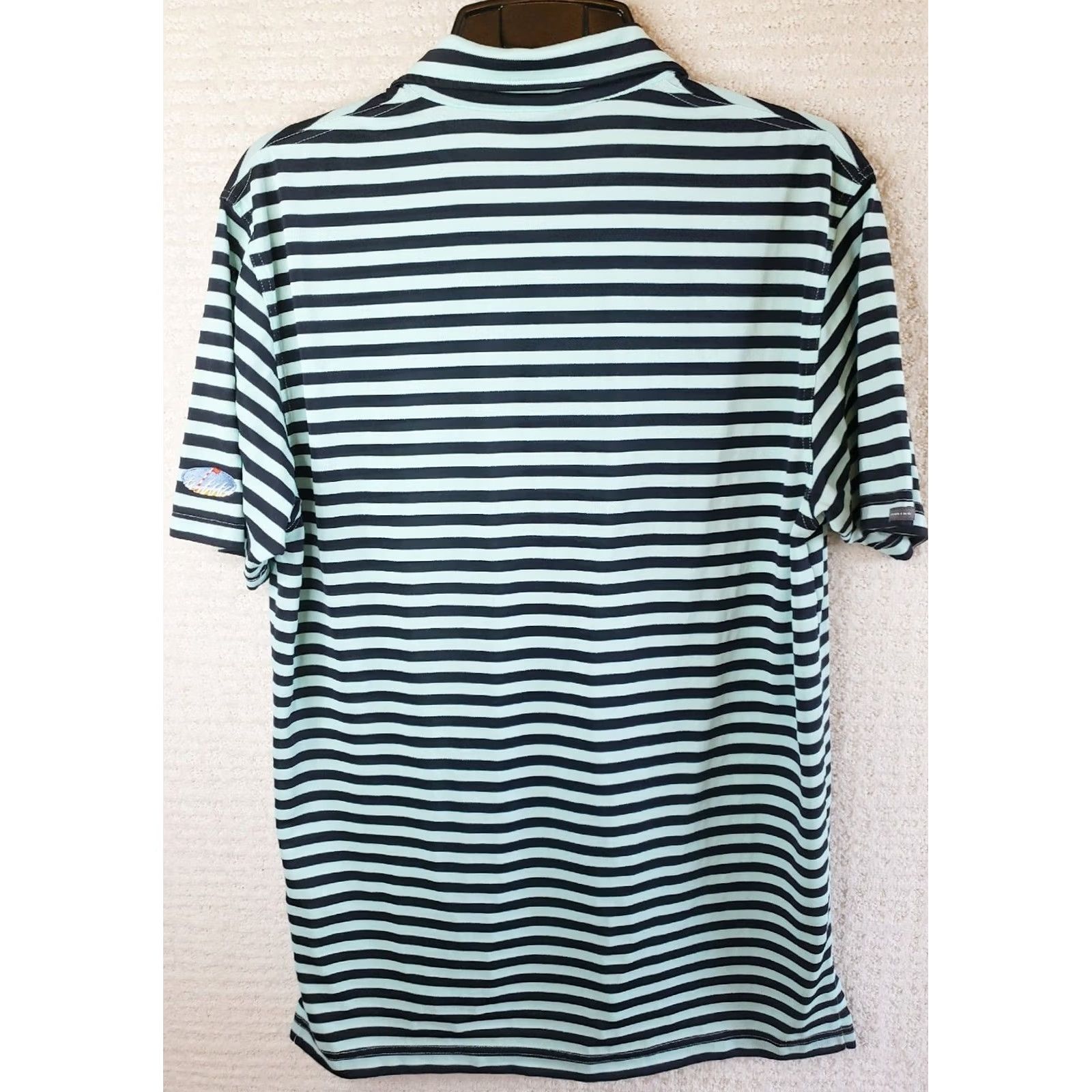 Vintage Dunning Polo Shirt Striped Short Sleeve Dry-Fit Stretch Mens M Mint Black Golf Size US M / EU 48-50 / 2 - 5 Thumbnail