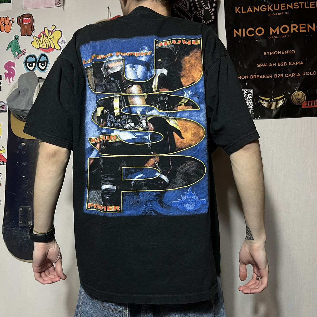 Band Tees × Vintage 📌 Vintage Men Fire Big Back Print T-Shirt Size US L / EU 52-54 / 3 - 1 Thumbnail