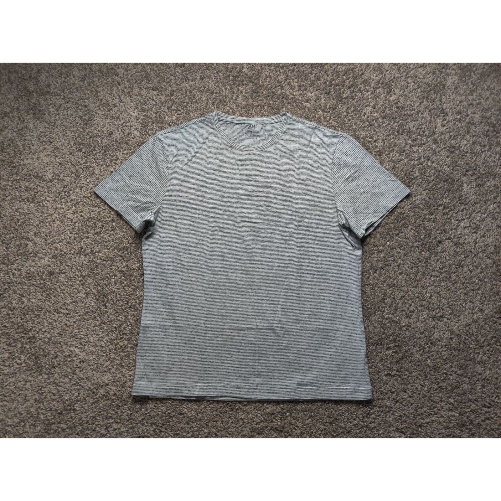 H&M H&M Shirt Adult Mens XL Gray White Striped Slim Fit Size US XL / EU 56 / 4 - 1 Thumbnail