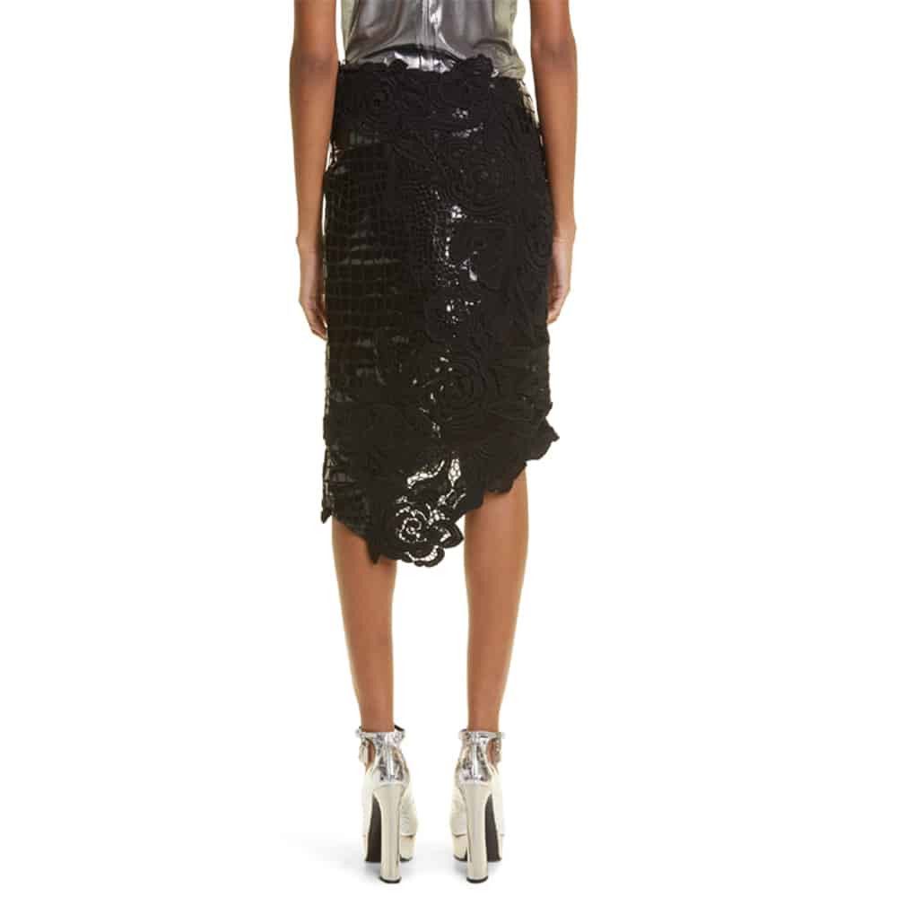 Tom Ford o1loc1c0924 GCL861 Asymmetric Lace & Leather Skirt in Black Size 26" / US 2 / IT 38 - 3 Thumbnail
