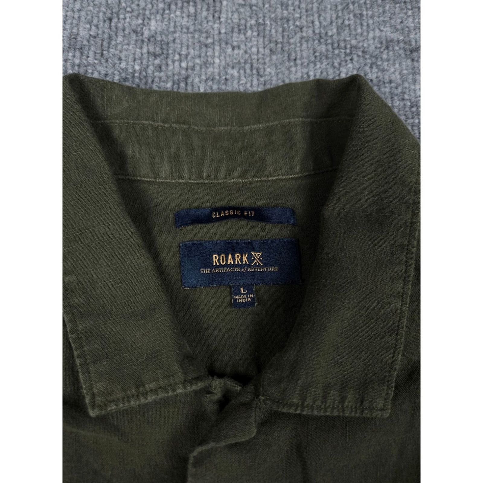 Roark Roark Button-Up Shirt Men's L Classic Green Cotton Linen Blend Graphic Shirt Size US L / EU 52-54 / 3 - 5 Thumbnail
