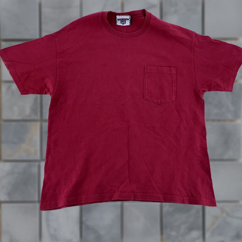 Lee VINTAGE Lee Pocket Tee Shirt Mens M Red Cotton Crewneck Short Sleeve | Classic Retro Casual Shirt Size US M / EU 48-50 / 2 - 1 Thumbnail