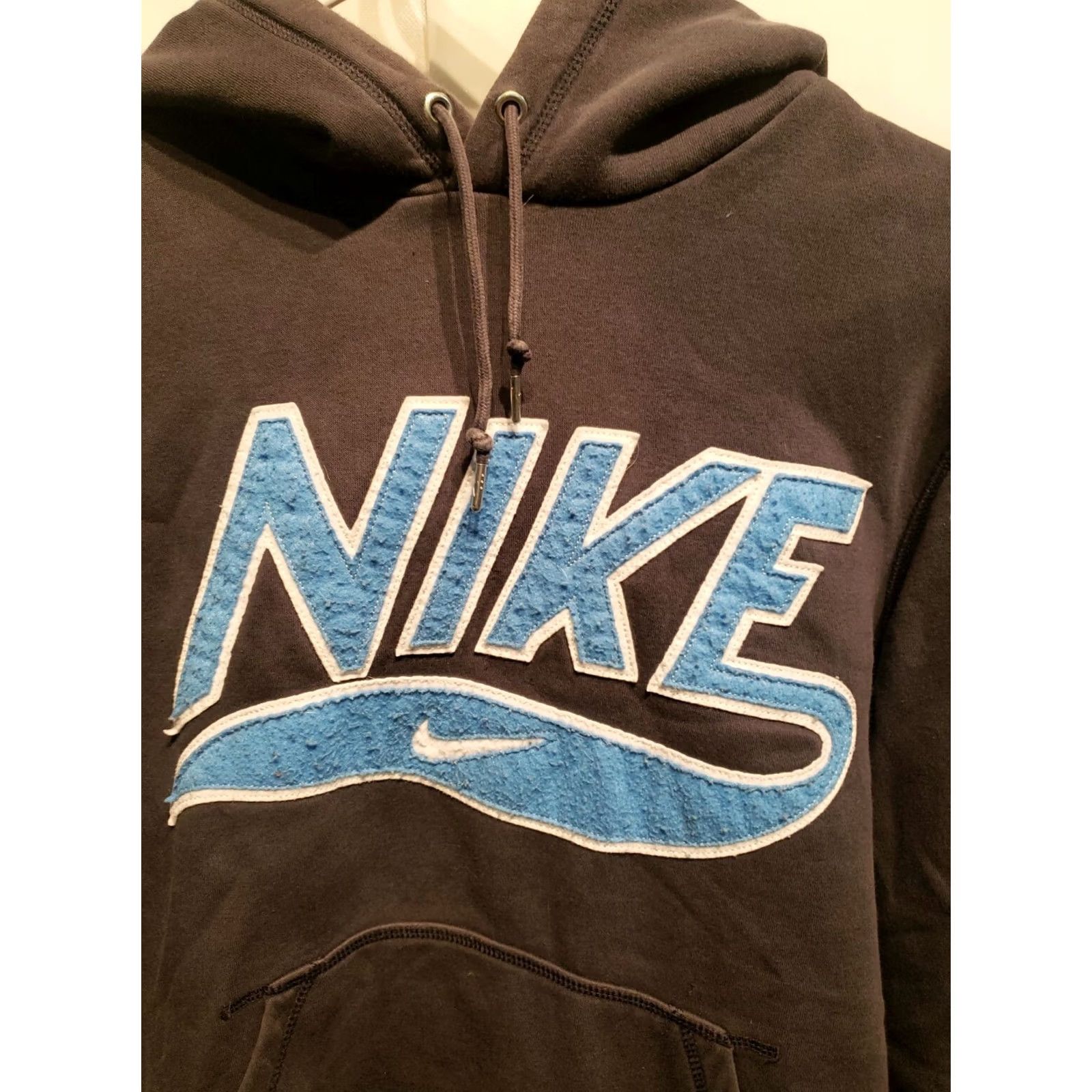 Nike VINTAGE Nike Air Swoosh Spellout Blue Hoodie Mens Small S Sweatshirt Hooded Pullover Blue SB Logo Ladies? Size US S / EU 44-46 / 1 - 2 Thumbnail