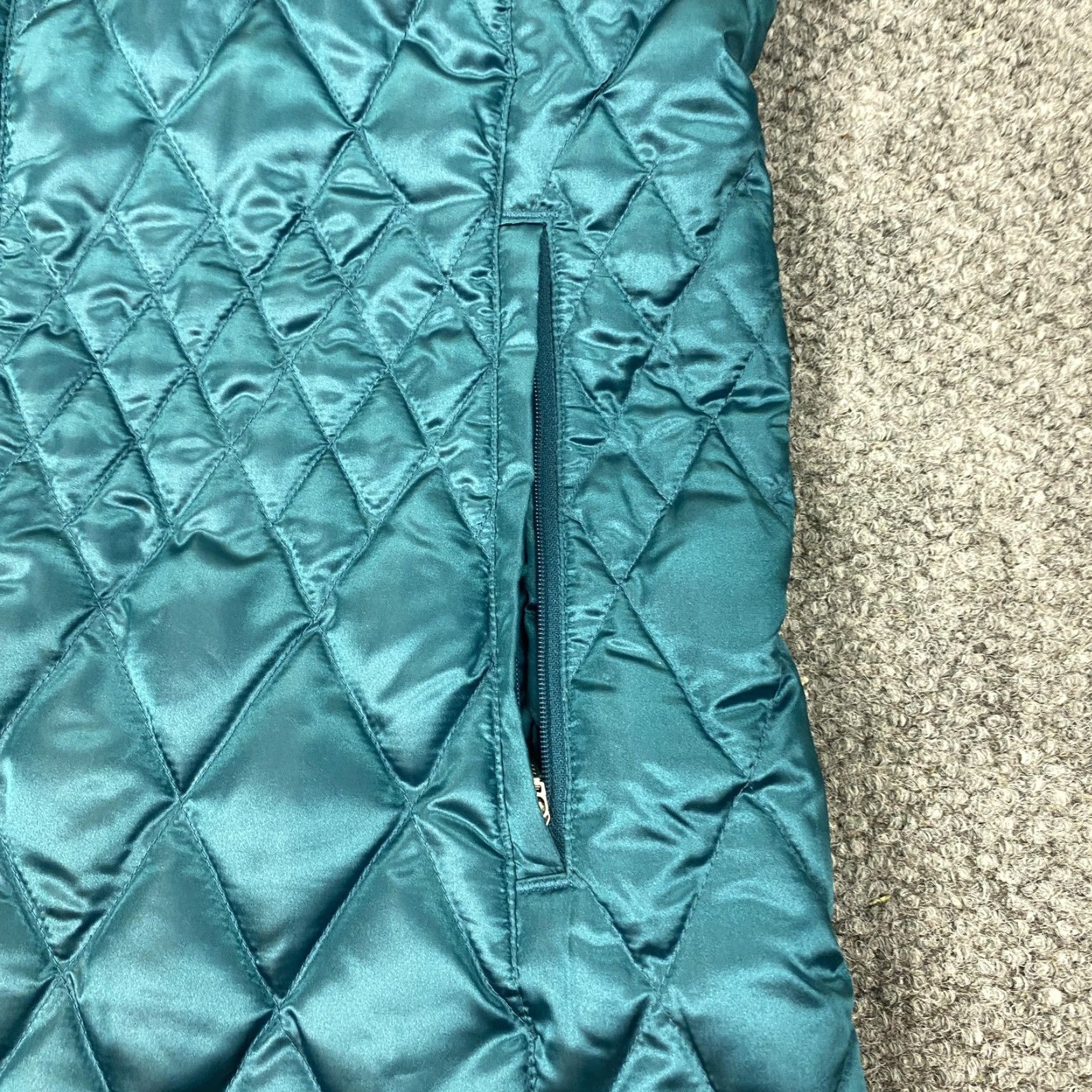 Lands' End Lands End Vest Womens Medium Teal Quilted Goose Down Puffer Insulated Zip Shiny Size M / US 6-8 / IT 42-44 - 2 Thumbnail