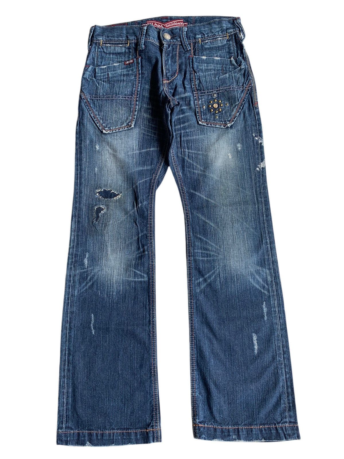 FLARE💥 LIBERTO PUNK STYLE RUSTY&FADED DISTRESSED DENIM🎌