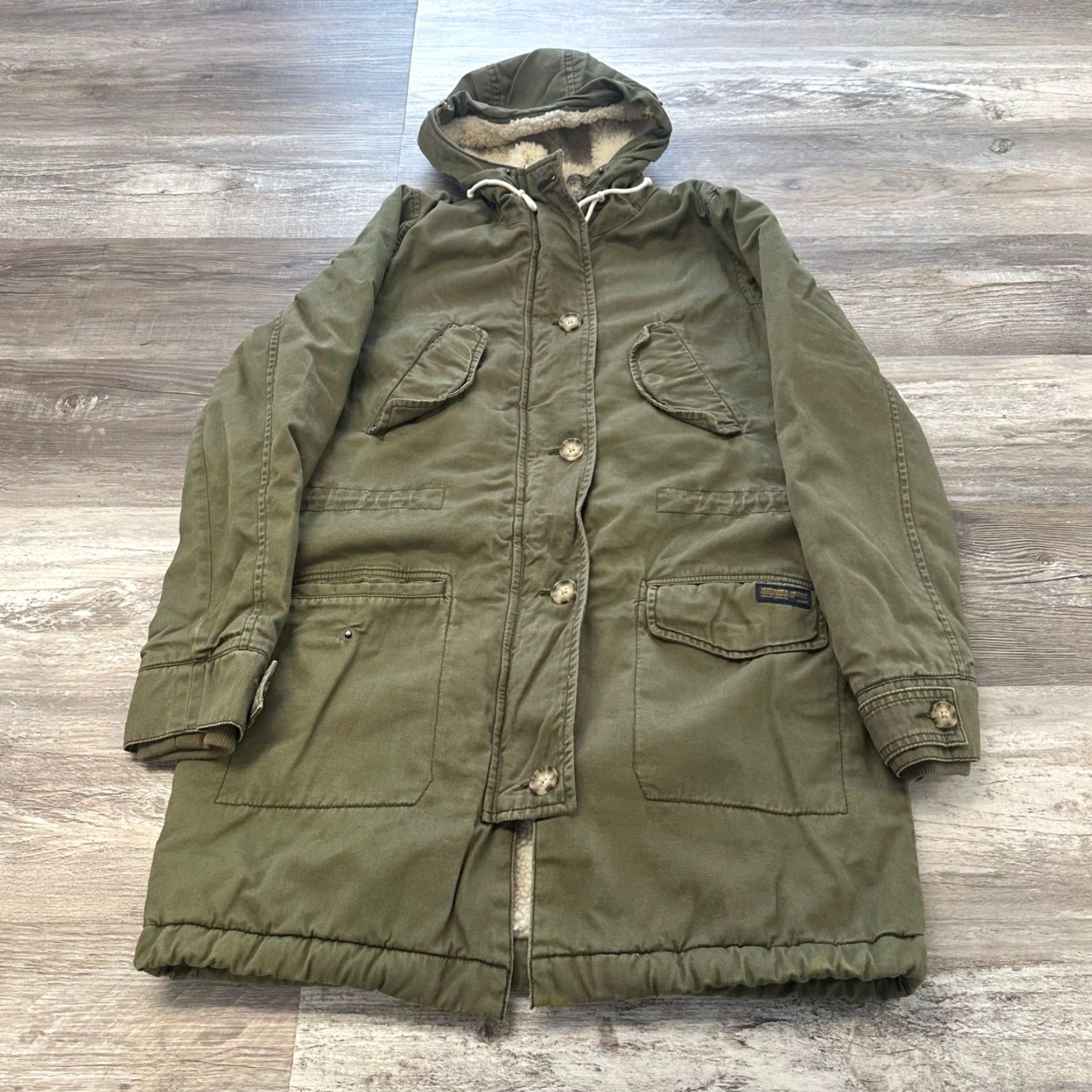 Abercrombie & Fitch VINTAGE Abercrombie & Fitch Green Womens S Sherpa Lined Military Parka Jacket Size S / US 4 / IT 40 - 2 Thumbnail