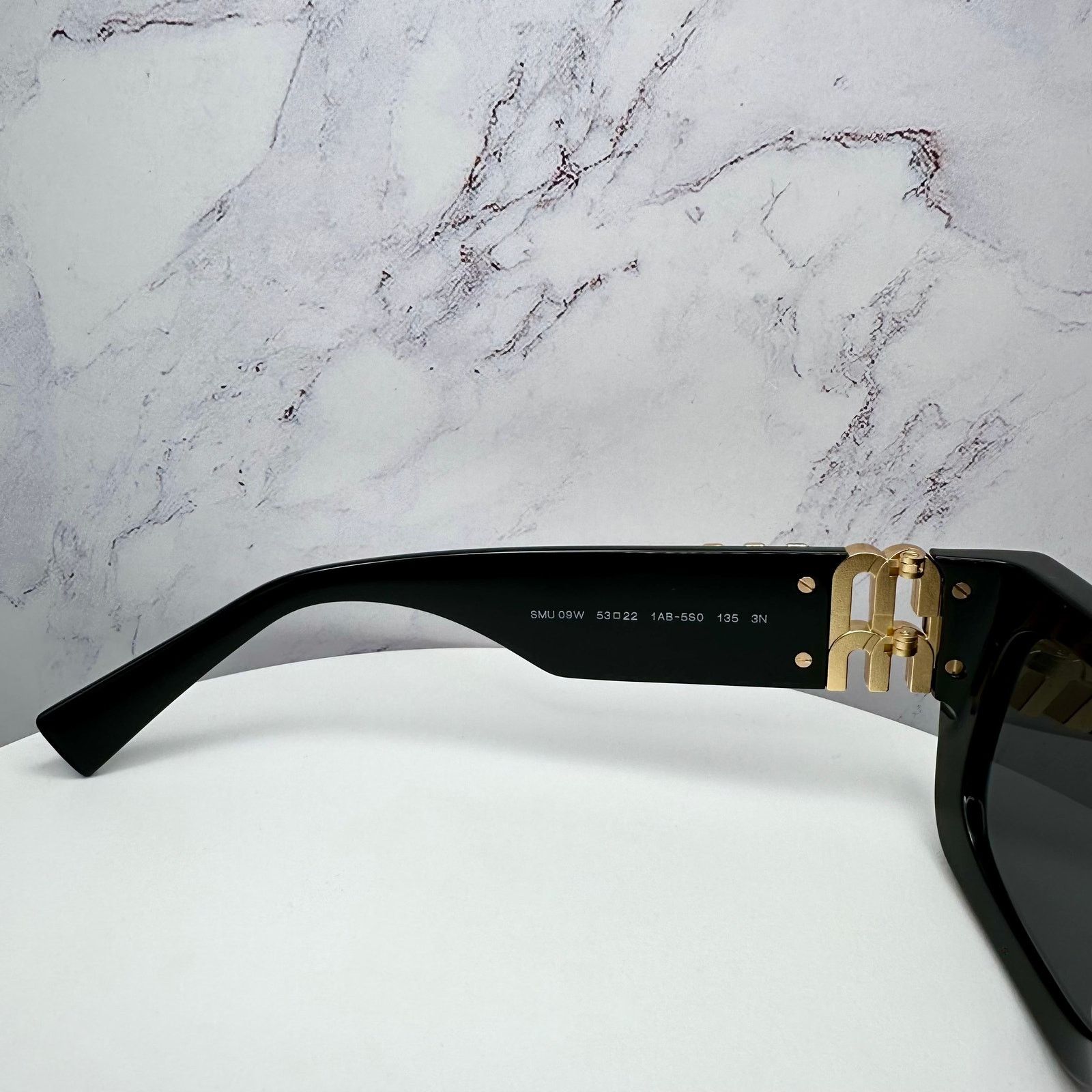 Miu Miu MIU MIU Sunglasses New Black Gold Metal Logo Cat Eye Size ONE SIZE - 6 Thumbnail