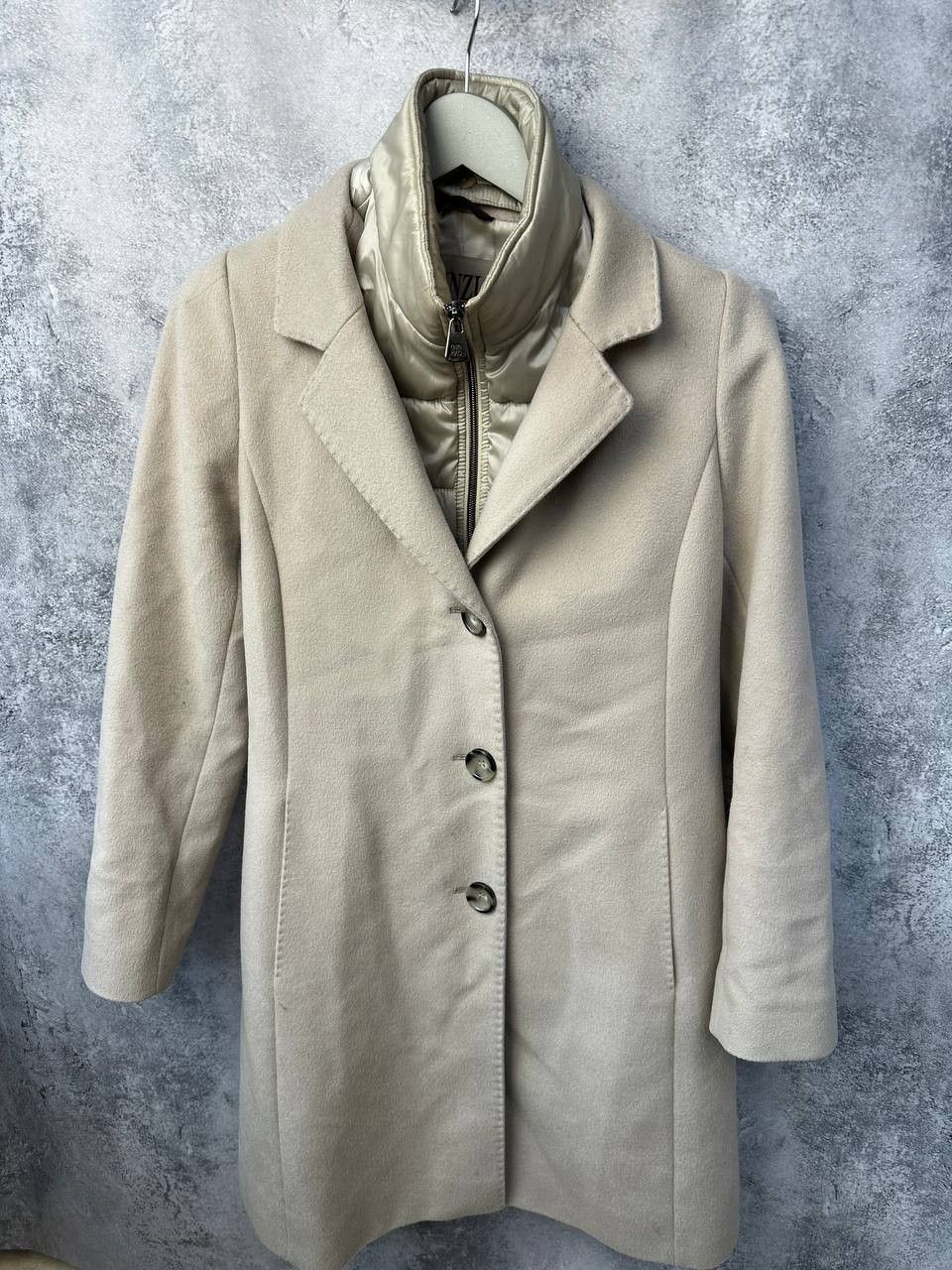 Cinzia Rocca Cinzia Rocca Beige Wool Coat with Removable Puffer Lining Size M / US 6-8 / IT 42-44 - 2 Thumbnail