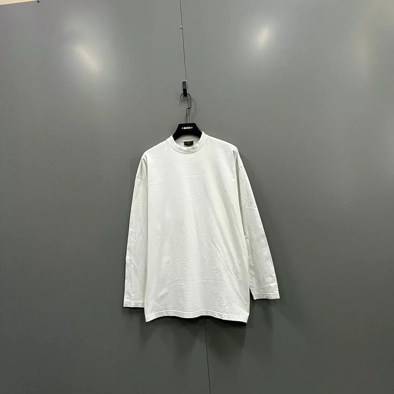Balenciaga White Round Neck Casual Long Sleeve