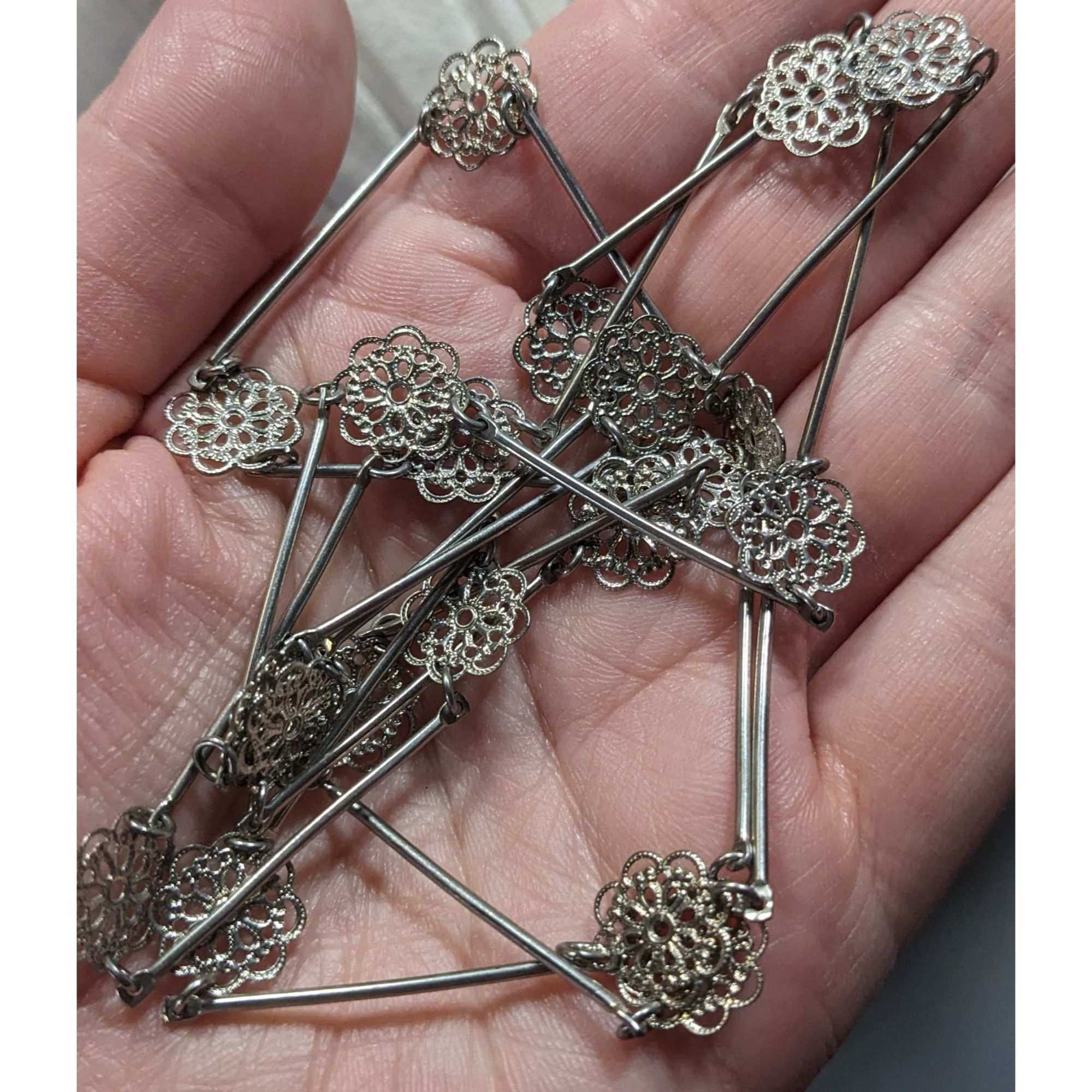 Other Silver Floral Filigree Long Station Necklace Size ONE SIZE - 5 Thumbnail