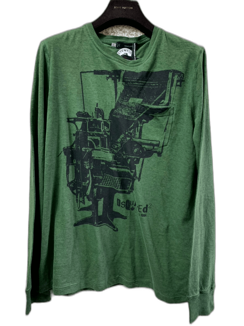Dsquared2 Dsquared2 Men's Green Long Sleeve T-Shirt Size US S / EU 44-46 / 1 - 1 Thumbnail