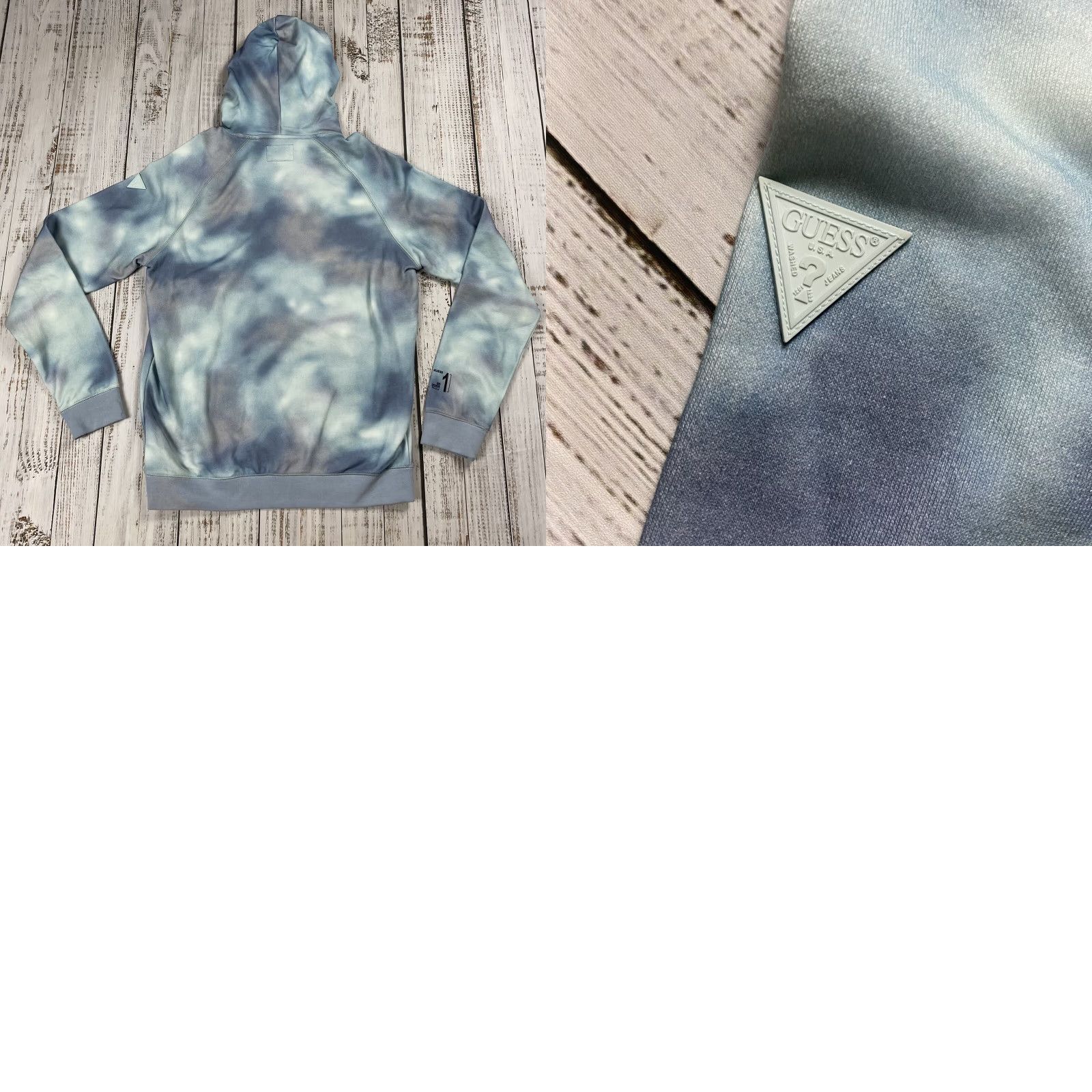 Guess GUESS Hoodie Men Large Blue Organic Cotton All Over Print Pullover Raglan Sleeves Round Neck Graphic Print Mens Size US L / EU 52-54 / 3 - 8 Thumbnail
