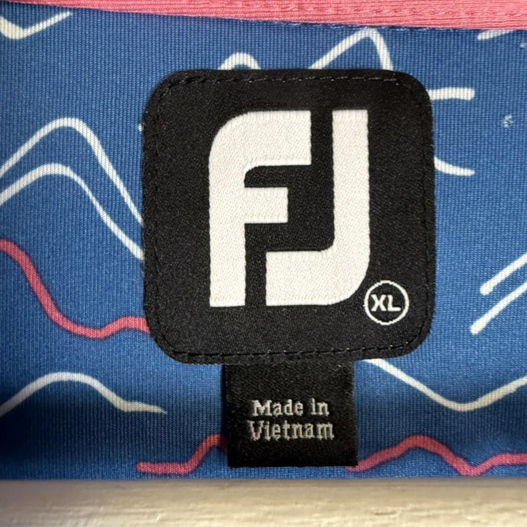 Footjoy FootJoy FJ Polo Shirt Shirt XL Men Blue Wave Print Lisle Self Collar Short Sleeve Size US XL / EU 56 / 4 - 2 Thumbnail