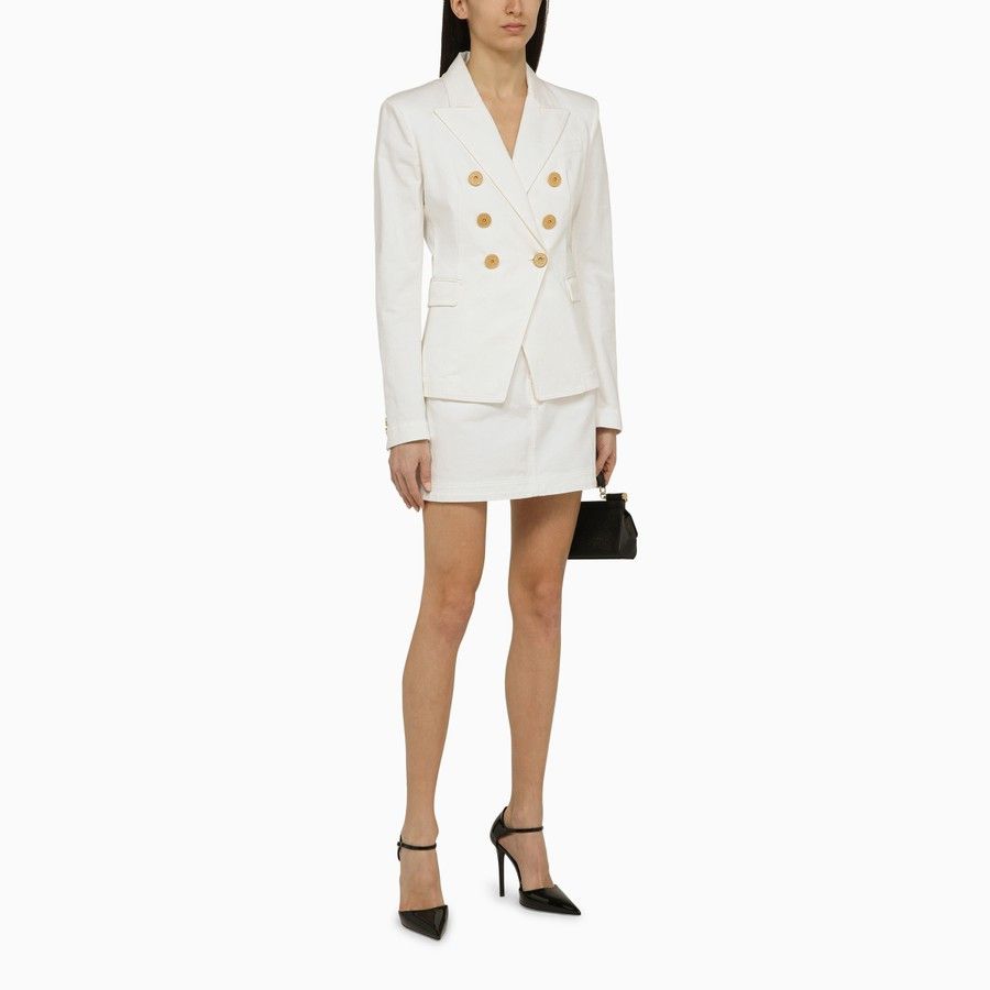 Balmain o1d2blof0824 Double-breasted Cotton Jacket in White Size XS / US 0-2 / IT 36-38 - 2 Thumbnail